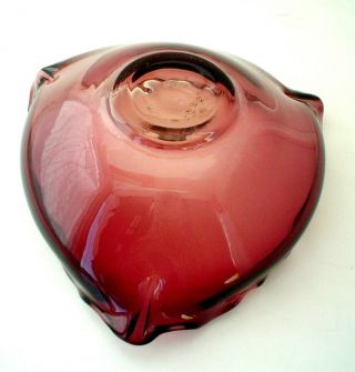 Vintage Three Sided Murano Art Glass Candy Dish Purple 5