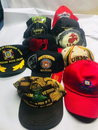 19 - Vintage U.  S.  Marine Hats Veteran U.  S.  Marine VFW POW MIA Vietnam Patriotic 2