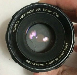 Vintage Konica Camera Lens Hexanon Ar 52mm F1.  8