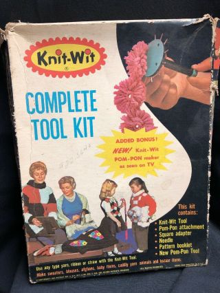 Vintage 1965 Knit Wit Tool Kit No.  58 Yarn Knitting Crafts For Kids