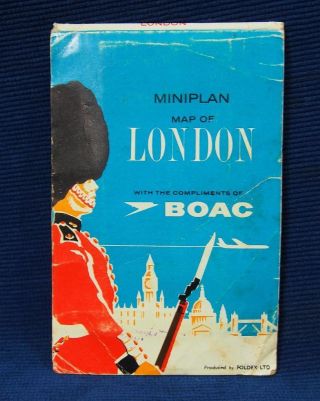 Vintage Aviation Boac Airlines Miniplan Map Of London Advertising Leaflet