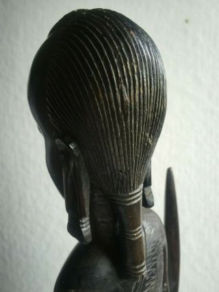 Vintage African Ebony Wood Hand Carved Statue Warrior 19 