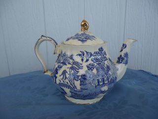 Vintage Sadler England Blue Willow Pattern Teapot