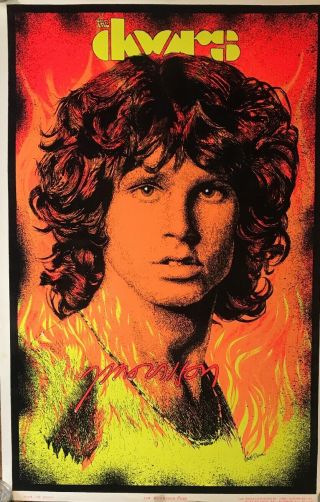 Vtg 1988 The Doors Jim Morrison 822 Black Light Velvet Bob Dara Poster Glow