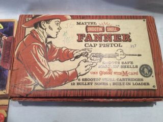 Vintage Mattel Shootin Shell Fanner Cap Gun Box Only.  No Gun Only Box