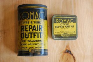 2 X Vintage Remac Motorcycle,  Car,  Bike Tyre Repair Kit Tins With Contents