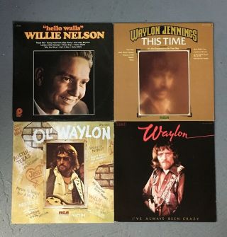 7 Vintage Vinyl LPs Record Albums Waylon Jennings Willie Nelson Country 1970 ' s 2