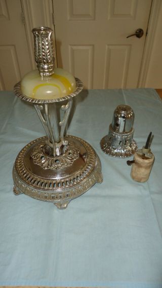 Vintage Chrome Floor Lamp Slag Glass Base,  Spacers,  Socket.  Parts