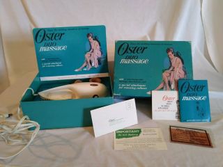 Vtg Oster Duo Massage Kit Display Box 5 Attachments Paperwork 205 - 01