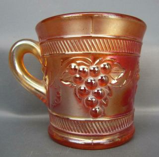 Dugan VINTAGE BANDED Marigold Carnival Glass Mug 6385 2