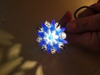 Vintage Figural Christmas Light Bulb C6 Metal Blue Floral Star And