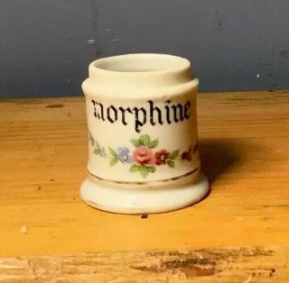 Vintage Morphine Porcelain Apothecary Jar Hand Painted No Top