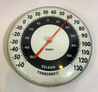 Vtg Ohio Thermometer Co The Jumbo Dial Black & White Thermometer Usa
