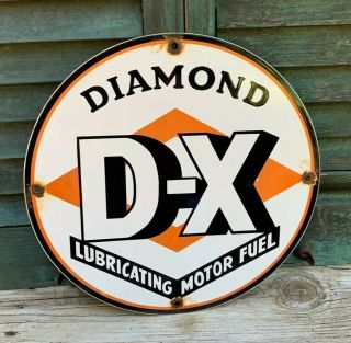 Vintage D - X Diamond Porcelain Gas Service Station Pump Plate Sign