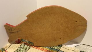 Rare Vintage 1948 Handmade Wooden Fish Cutting Board Primitive Folk Art Signed