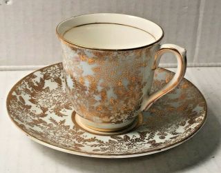 Vintage Coldough Bone China Mini Tea Cup & Saucer Gold And White 3 "