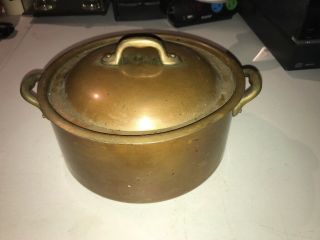 French Vintage Copper Cooking Stock Pot Copper Lined Iron Handle with Lid 3