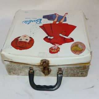 Barbie Doll White Carrying Case Trunk Vinyl Vintage 1963 With Barbie & Clothes 5