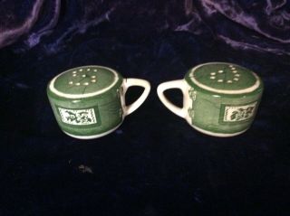 Vintage Colonial Homestead China by Royal Green Salt & Pepper Shakers 2
