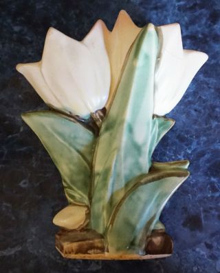 Vintage McCoy Pottery Double Tulip Vase 1940s 2