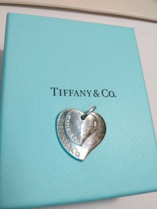 Vintage Sterling Silver Tiffany Co Double Heart Pendant 925