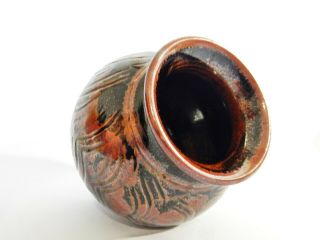 Stunning Vintage Pottery Metallic Glaze Pot Bowl Vase Dish Brown Unknown Maker 3