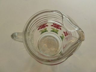 Vintage MCM Clear Glass Red Rose Design Pitcher - 5