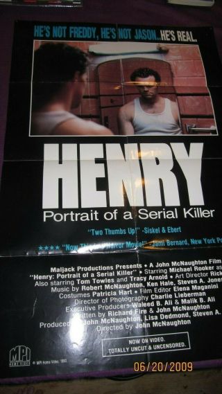 Henry: Portrait Of A Serial Killer 25 " X 38 " Vintage Movie Poster