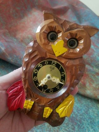 Old Vintage Miken Mi - Ken Owl Wall Clock From Japan - Parts / Repair 6