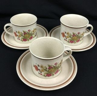 Set Of 3 Vtg Cups And Saucers By Royal Doulton Gaiety Brown Ls1014 England