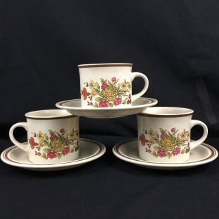 Set of 3 VTG Cups and Saucers by Royal Doulton Gaiety Brown LS1014 England 2