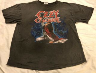 Vintage 1991 Ozzy Osbourne Blizzard Of Ozz Gray Xl T - Shirt Cross Crucifix Faded