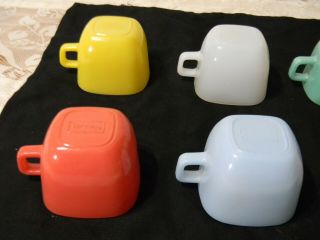 Vntg Glasbake Lipton Square Mugs / Soup Cup Bowls Pastel Retro Complete Set of 6 4