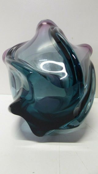 VINTAGE MID CENTURY STUDIO ART GLASS FORM CASED GLASS BOWL 4