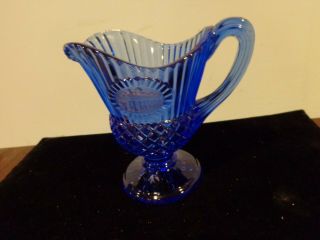 Lovely 5.  25 " Vintage Avon Cobalt Blue Glass Mt.  Vernon Pitcher