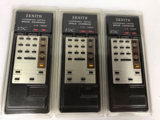 Vintage (3) Zenith Remote Control Console Tv Space Command Z - Tac Rare Nos