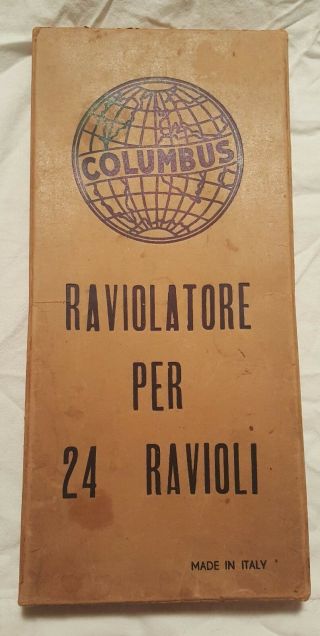Vintage Columbus Raviolatore Ravioli Maker Mold Makes 24 Ravioli.  Made In Italy