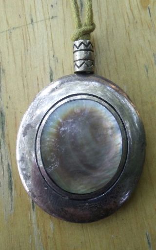 Vintage French Artisan Claude Dasque Abalone Sterling Pendant Necklace.