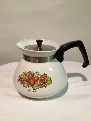 Vtg 1970s Corning Ware Spice O Life Teapot Coffee Pot 6 - Cup Stovetop