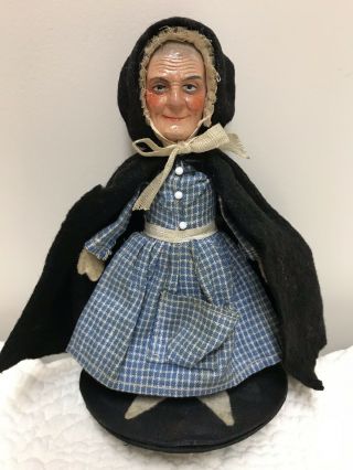 Vintage Antique 5 1/2” German? French? Peddler Older Lady Witch Grandmother Doll