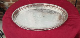 A Very Elegant Vintage Silver Plated Gallery Tray With Elegant Patterns.