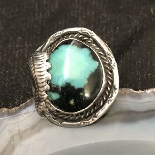 Vintage Gorgeous Native American Navajo Sterling Silver Turquoise Ring
