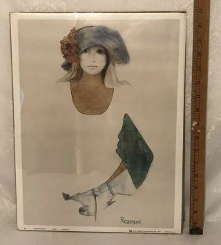 Vintage Art Christine Rosamond Print Denim & Silk 16 