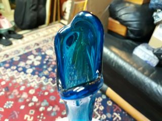 Vintage VIKING Mid Century Art Deco Blue Swung Glass Bud Vase Genie Bottle 2