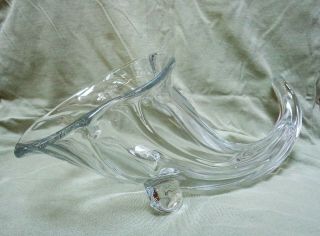 Vintage DUNCAN MILLER Glass CLEAR SANIBEL CORNUCOPIA Vase 2
