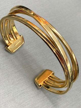 Vintage Monet Signed Gold Tone Well Made Layered Cuff Bracelet 5/8 Inch Wide