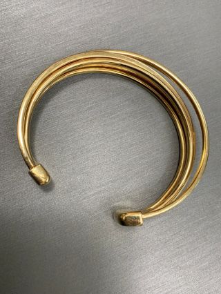 Vintage Monet Signed Gold Tone Well Made Layered Cuff Bracelet 5/8 Inch Wide 3