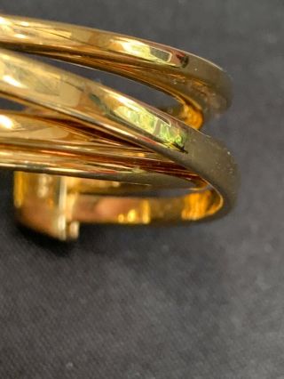 Vintage Monet Signed Gold Tone Well Made Layered Cuff Bracelet 5/8 Inch Wide 5