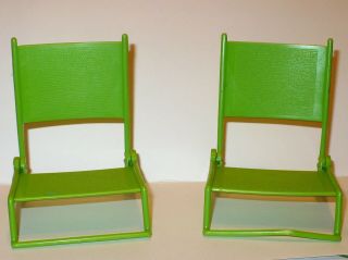 2 Vtg 1973 Mattel Barbie Green Folding Beach/pool Chairs