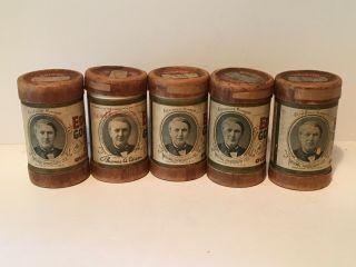 Five Vintage Edison Gold Moulded Cylinder Records - See Titles Below